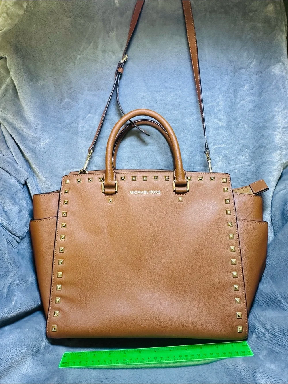 Michael Kors Cognac Leather Studded Tote